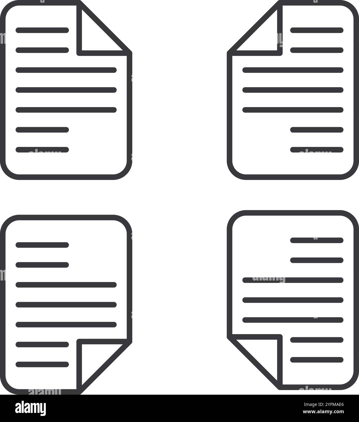 Gruppo di icone del documento con segni di spunta e croci. Illustrazione Vettoriale