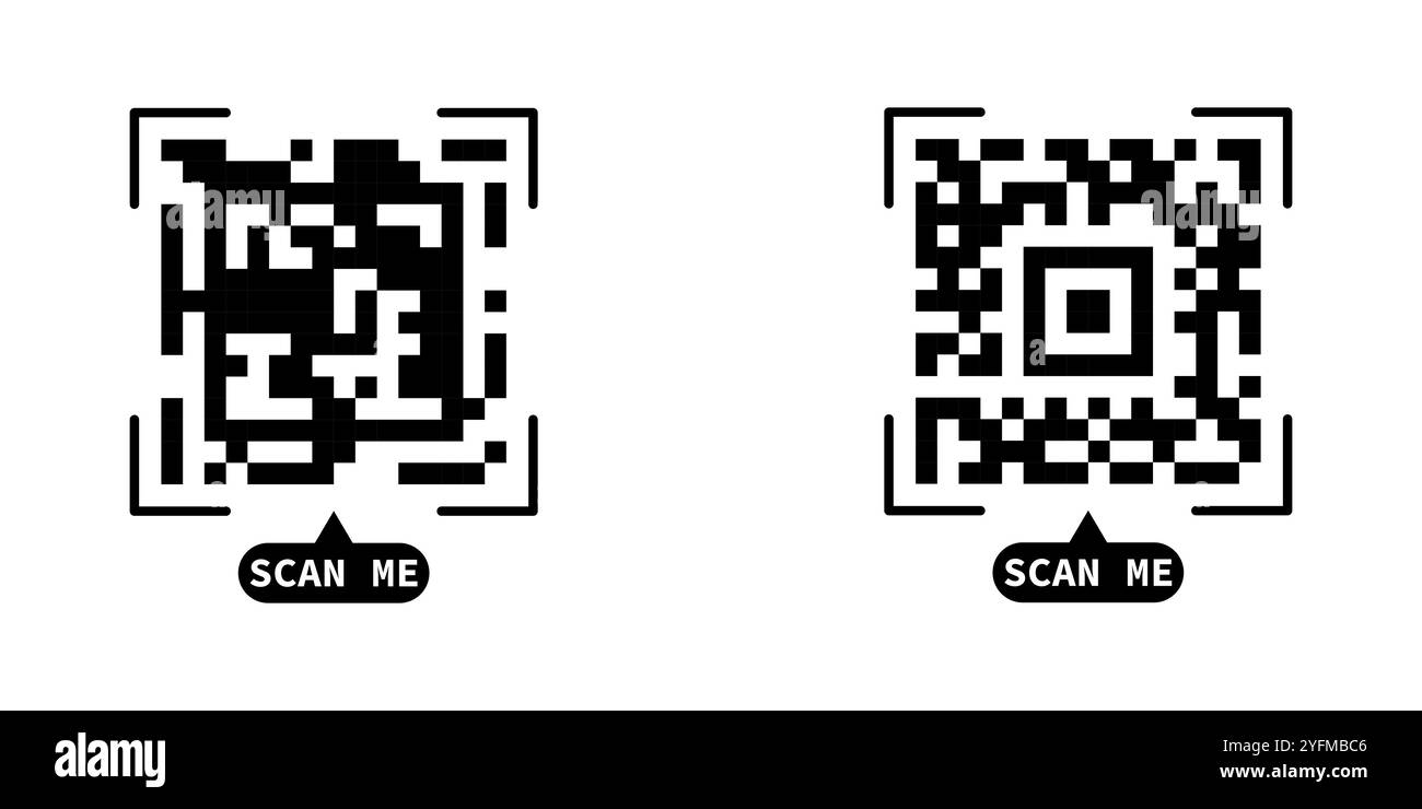 Immagine vettoriale scansione codice QR falso. Illustrazione Vettoriale