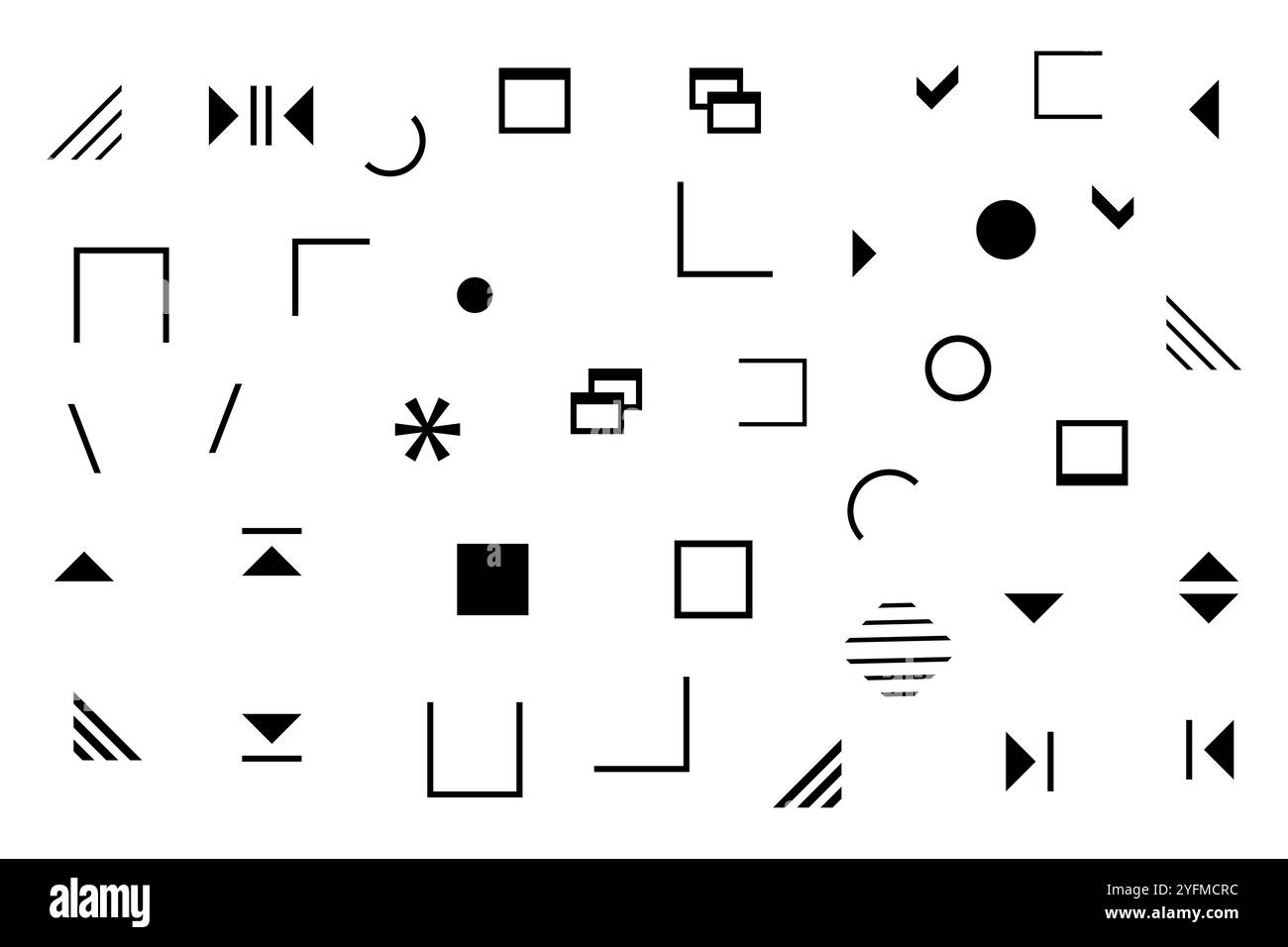 Elementi di design a forma geometrica disegnati a mano. Illustrazione Vettoriale