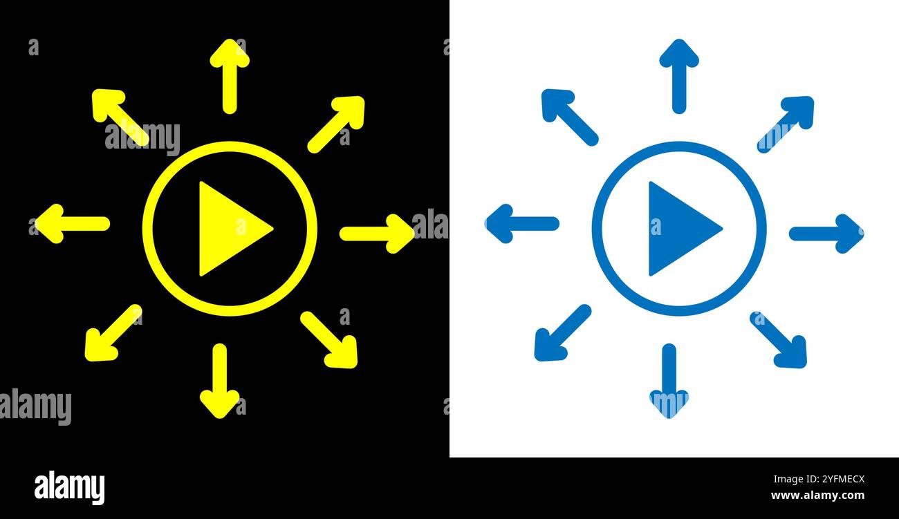 Illustrazione dell'icona del contorno della distribuzione del contenuto. Illustrazione Vettoriale