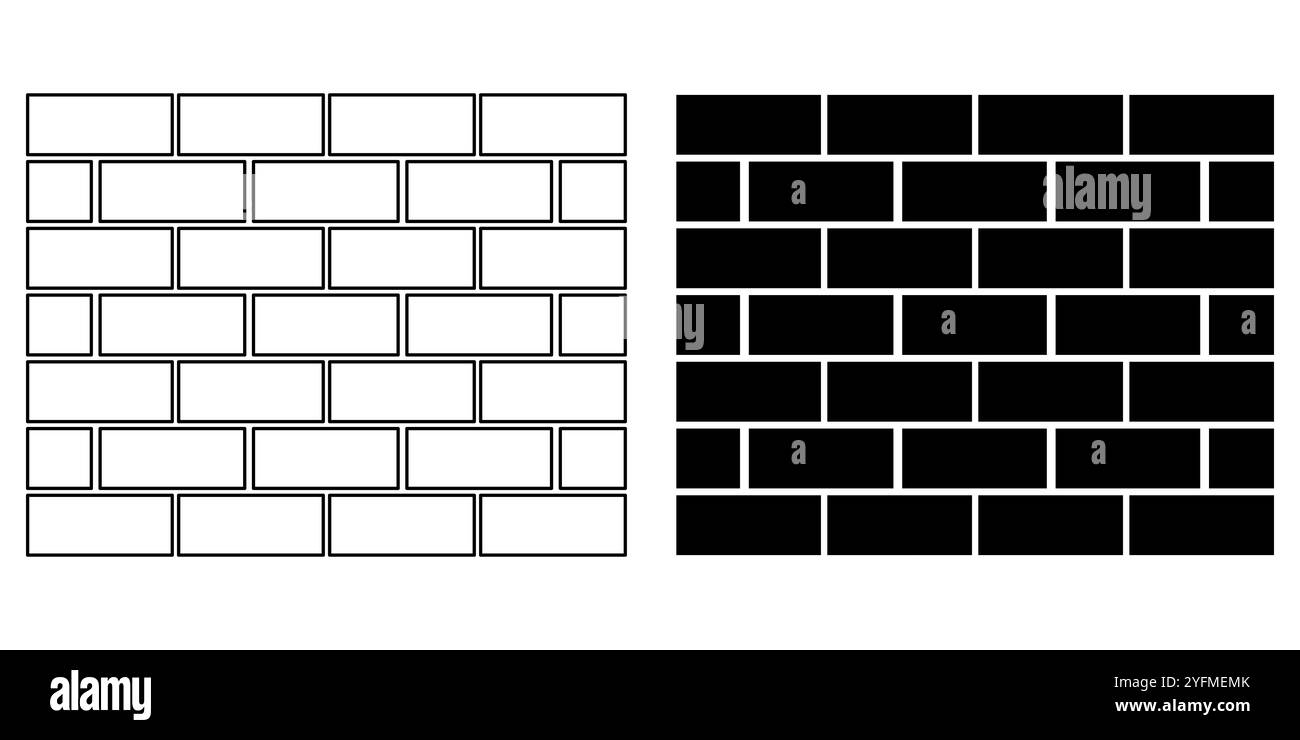 Pareti in mattoni senza cuciture con motivo di posa in mattoni in stile flat art. Illustrazione Vettoriale