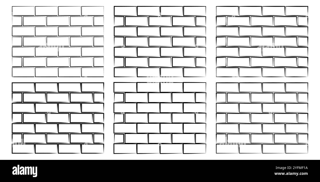 Pareti in mattoni senza cuciture con motivo di posa in mattoni in stile flat art. Illustrazione Vettoriale