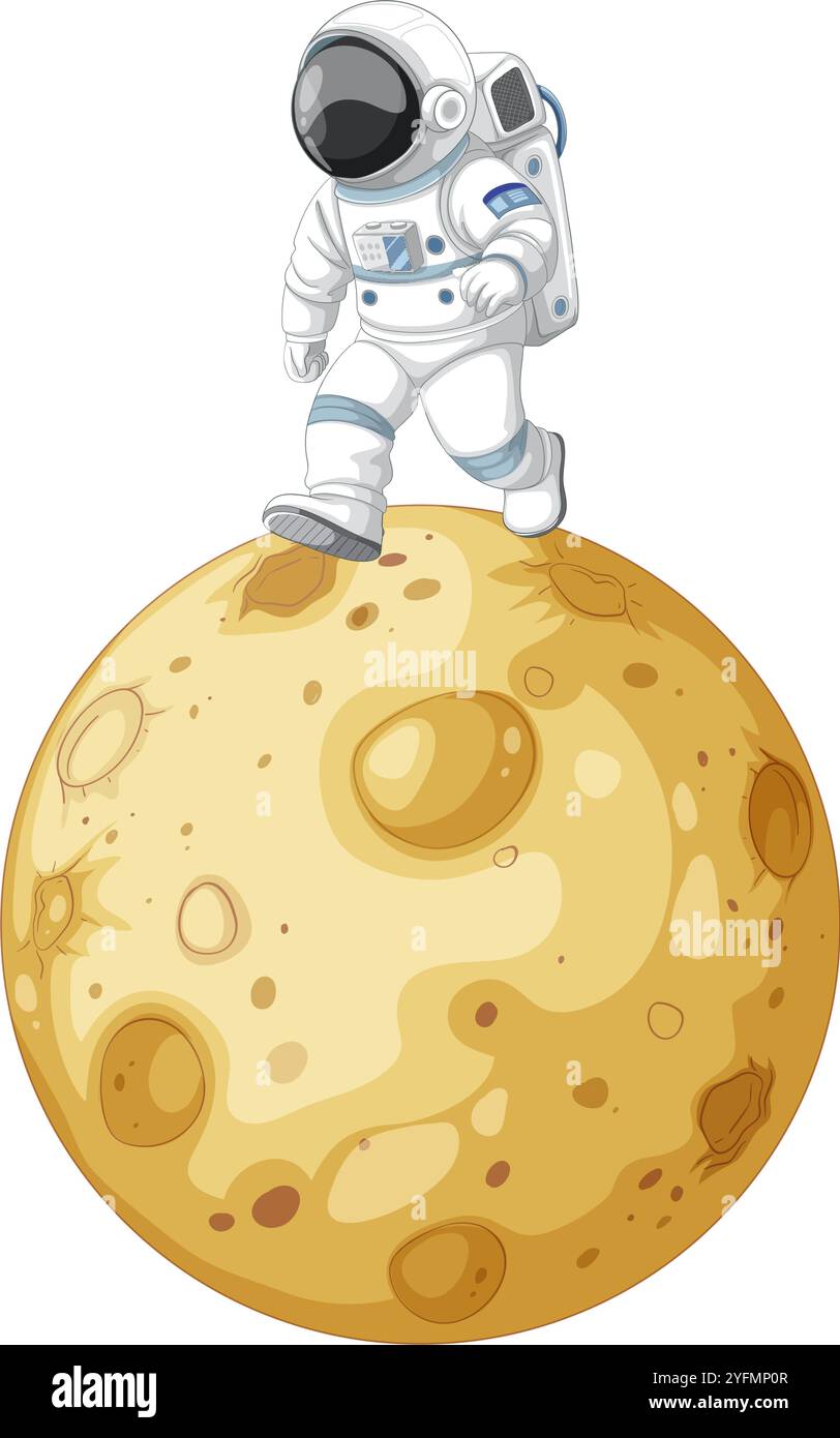 Astronauta che esplora la superficie della luna Illustrazione Vettoriale Astronauta che esplora la superficie della luna Illustrazione Vettoriale