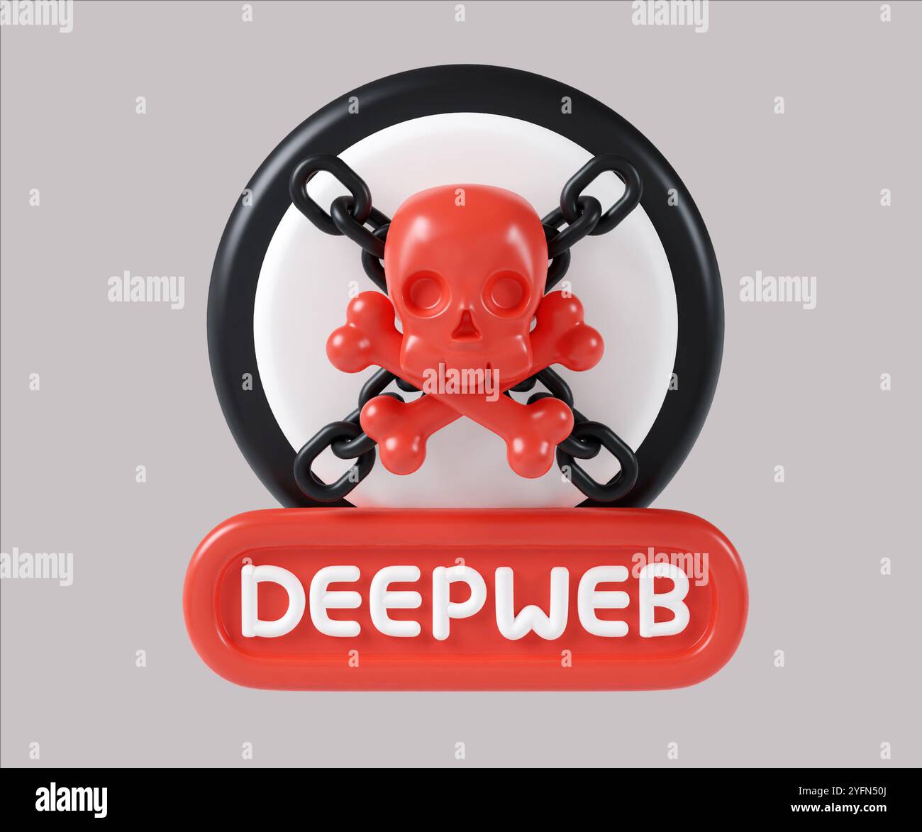 Il simbolismo della criminalità informatica con Chains Deep Web 3D Render Foto Stock