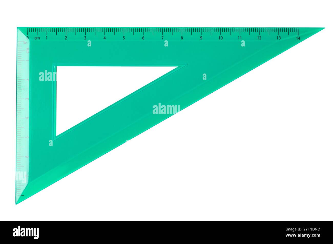 sfondo bianco quadrato isolato verde trasparente a 30/60 gradi, strumento triangolare utilizzato per disegnare linee rette e disegni geometrici tecnici Foto Stock