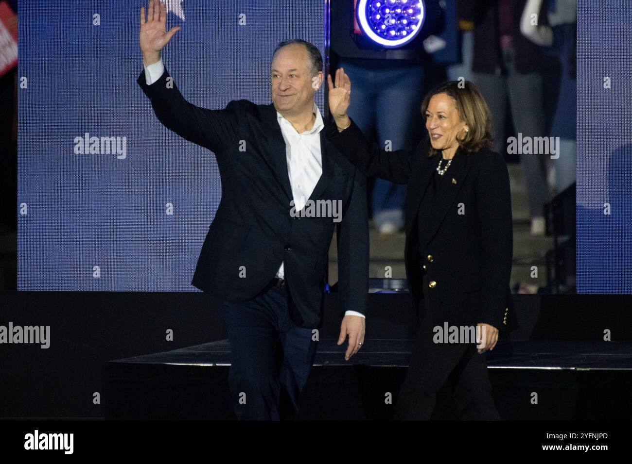 4 novembre 2024, Filadelfia, Pennsylvania, Stati Uniti: La Vice Presidente degli Stati Uniti KAMALA HARRIS parla alla sua ultima manifestazione elettorale a Filadelfia PA (Credit Image: © Ricky Fitchett/ZUMA Press Wire) SOLO PER USO EDITORIALE! Non per USO commerciale! Foto Stock