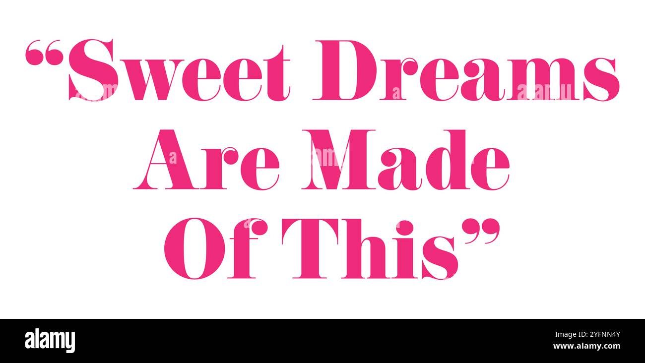Citazione ispiratrice di Sweet Dreams con tipografia scritta a mano in rosa. L'arte grafica presenta testo motivazionale, creando uno stile elegante e moderno Illustrazione Vettoriale