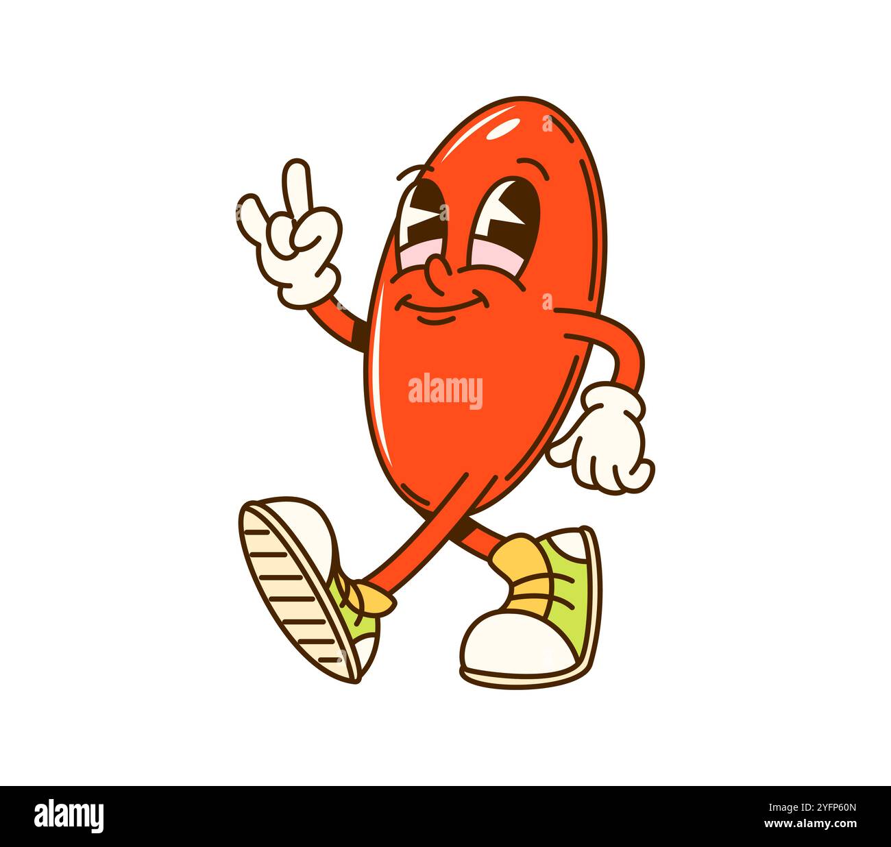 Carattere della figura ovale volumetrica geometrica cartoni animati. Forma isolata vettoriale funky ellissoide o sferoide con un sorriso che trasuda energia gioiosa, pronta per divertenti avventure scolastiche Illustrazione Vettoriale