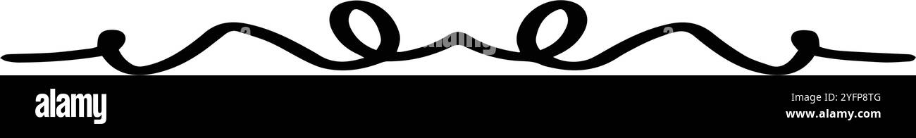 Icona del divisore disegnata a mano immagine vettoriale elemento di design di Swish, swash, Swoosh sottolineatura turbolenza linea di scoiattolo Illustrazione Vettoriale