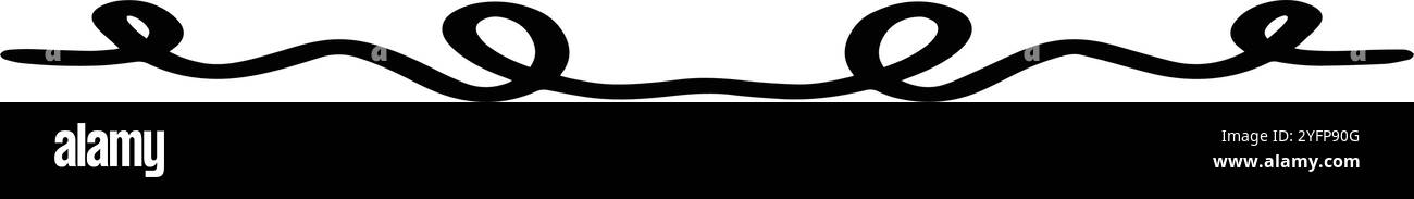 Icona del divisore disegnata a mano immagine vettoriale elemento di design di Swish, swash, Swoosh sottolineatura turbolenza linea di scoiattolo Illustrazione Vettoriale