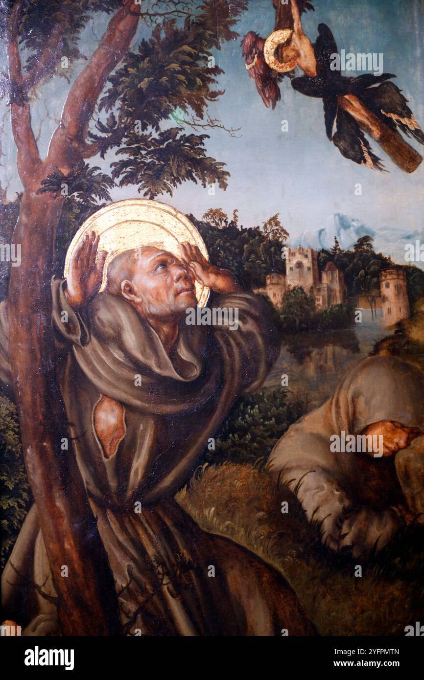 Museo del Belvedere. Lucas Cranach il Vecchio. Stigmatizzazione di San Francesco. 1502. Vienna. Austria. Foto Stock