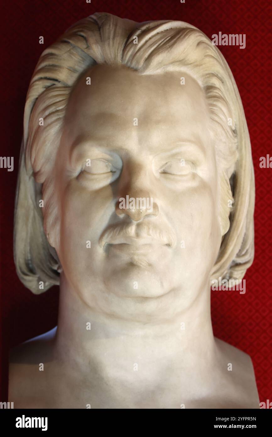 Maison de Balzac, casa di Balzac, Parigi, Francia. Ritratto di Balzac, 1844, Pierre-Jean-David d'Angers, marmo Foto Stock