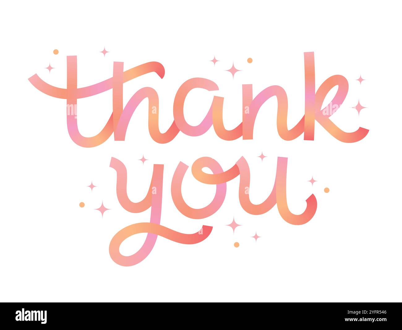 Grazie lettering. Calligrafia a gradiente di ispirazione, design vettoriale disegnato a mano per stampe, amore o amicizia Illustrazione Vettoriale