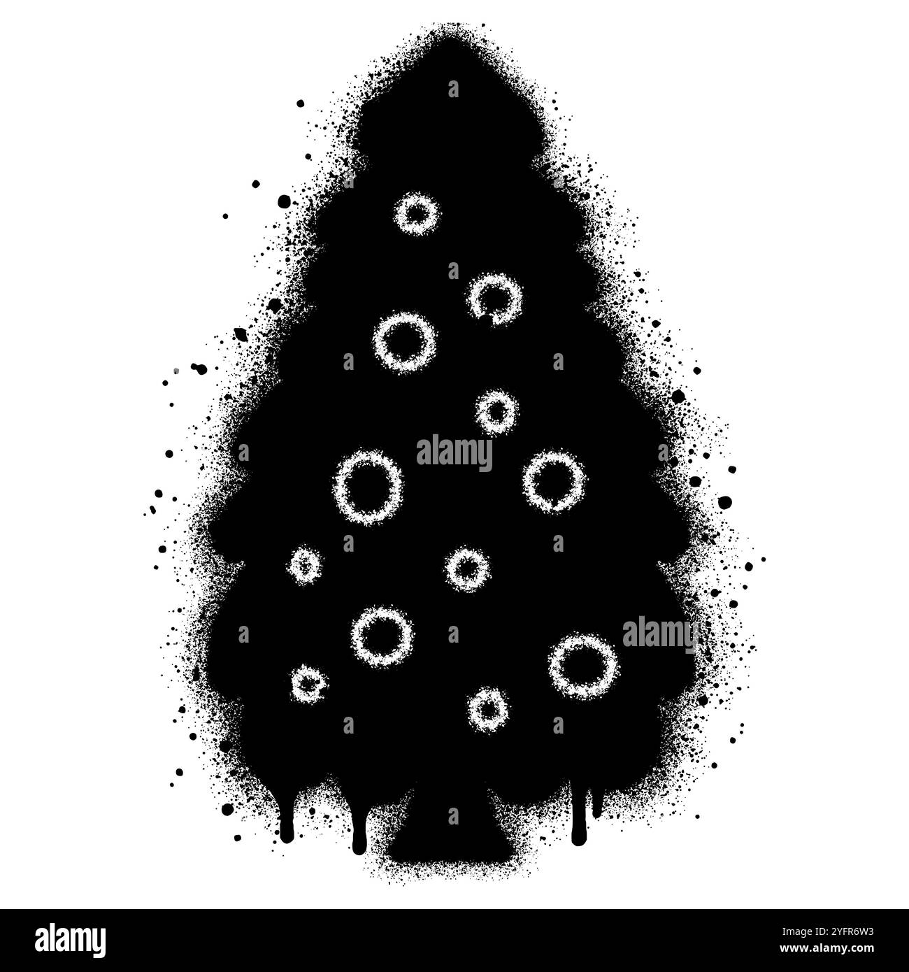 Graffiti di pini con vernice spray nera. illustrazione vettoriale. Illustrazione Vettoriale