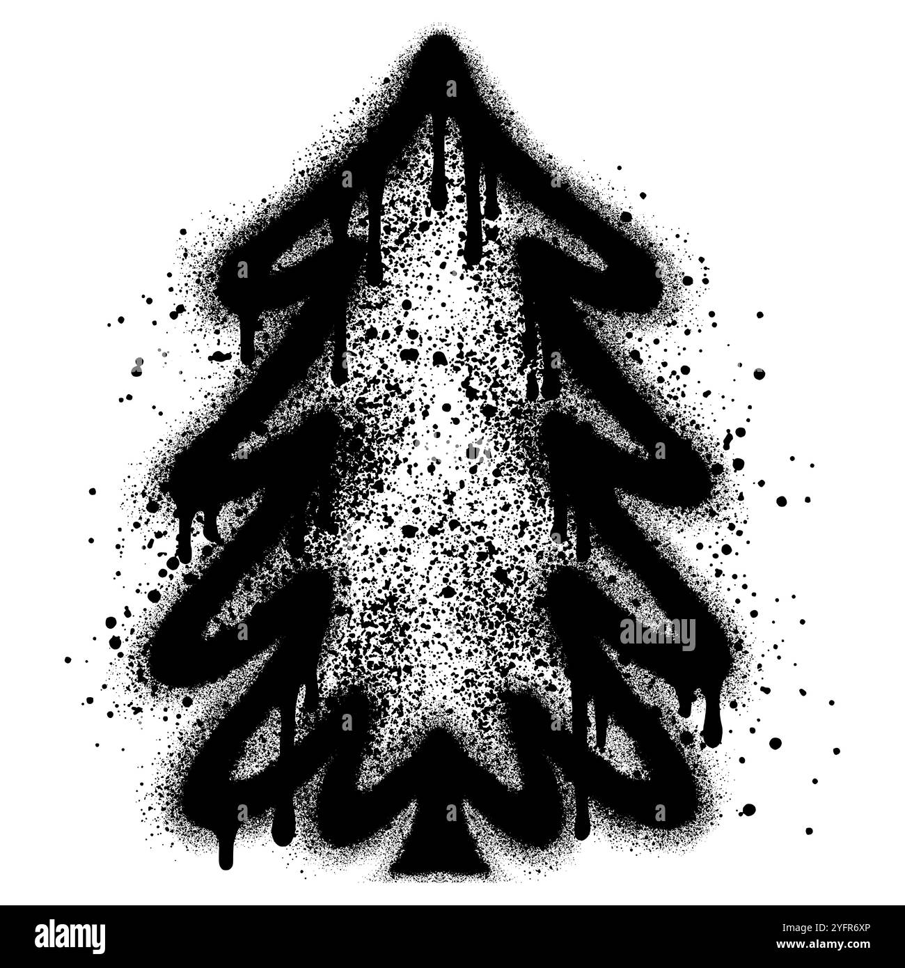 Graffiti di pini con vernice spray nera. illustrazione vettoriale. Illustrazione Vettoriale