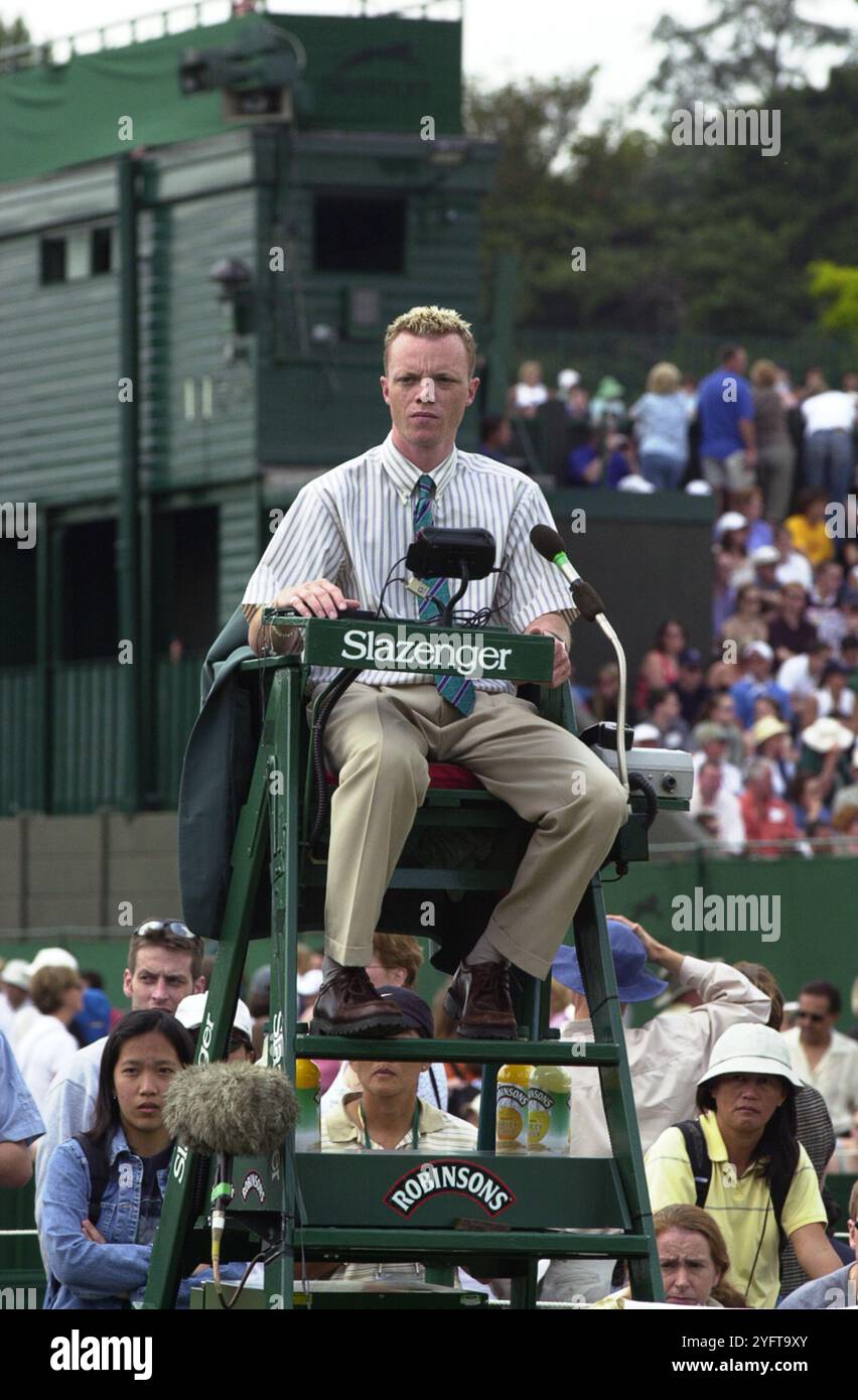 Il torneo di tennis di Wimbledon 1999, il ventunenne Jamie McMahon, sconfisse il suo primo match di campionato a Wimbledon Foto Stock
