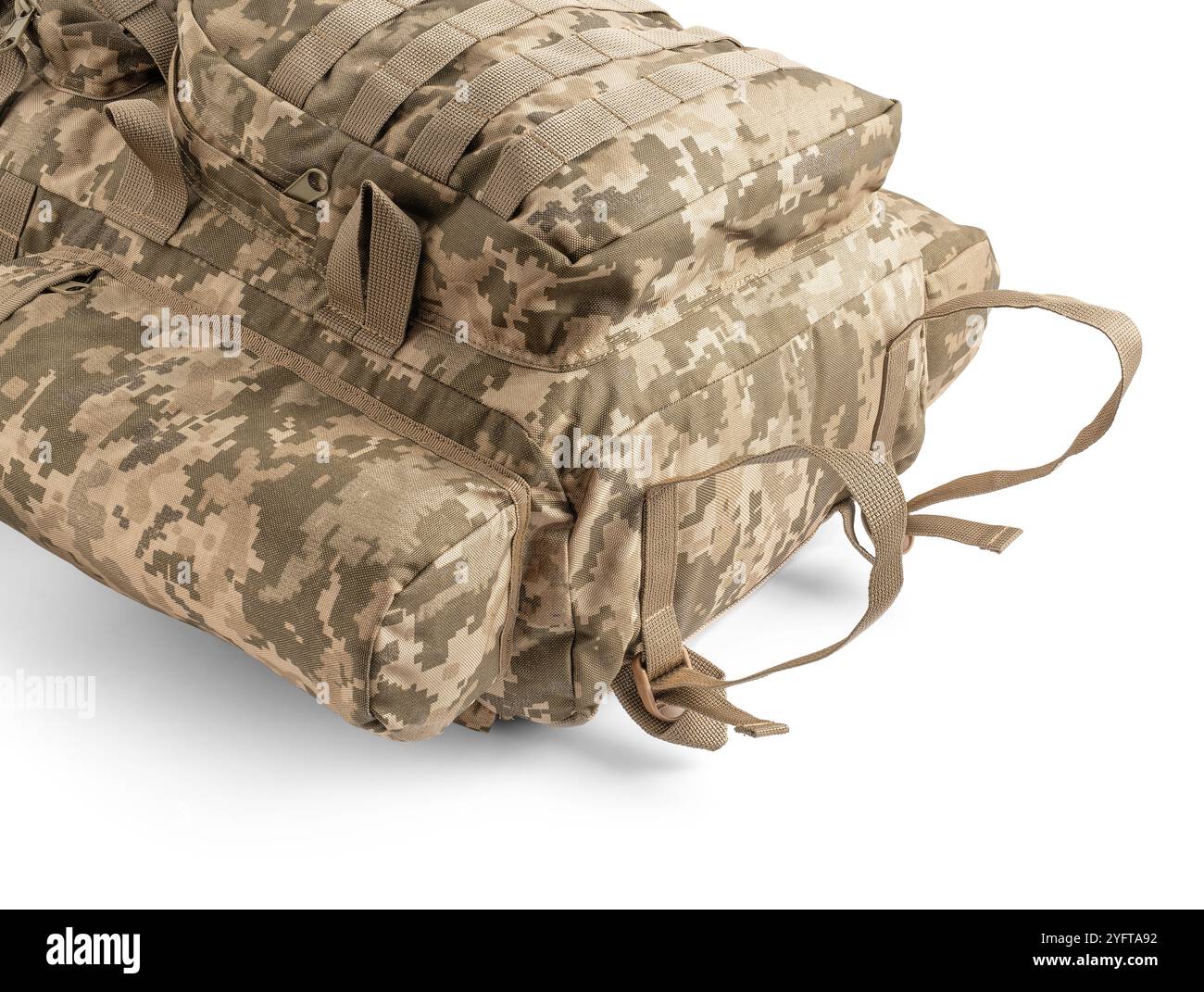 Zaino militare in pixel camouflage. Zaino militare tattico. Foto Stock