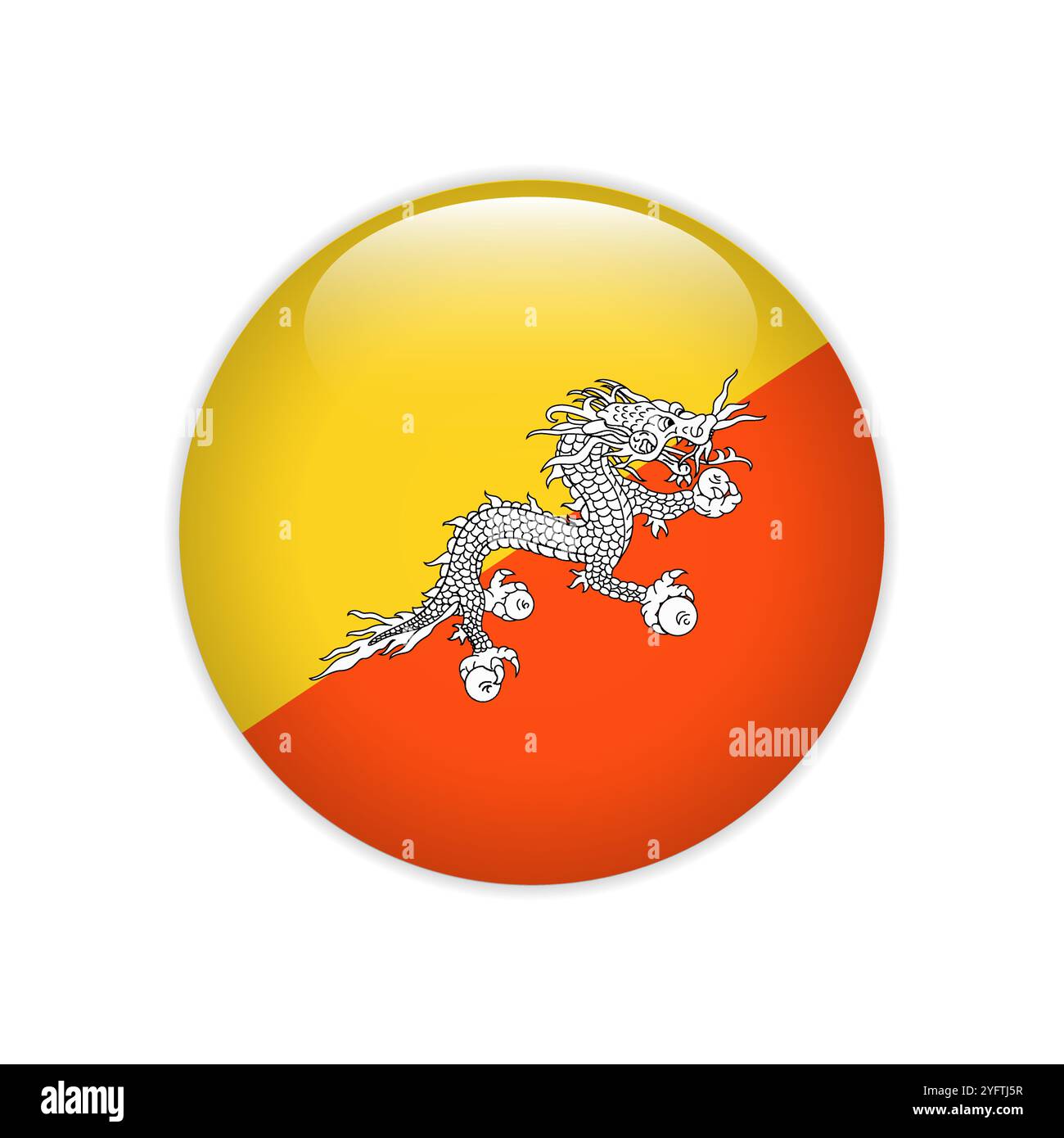 Bandiera del Bhutan sul pulsante Illustrazione Vettoriale