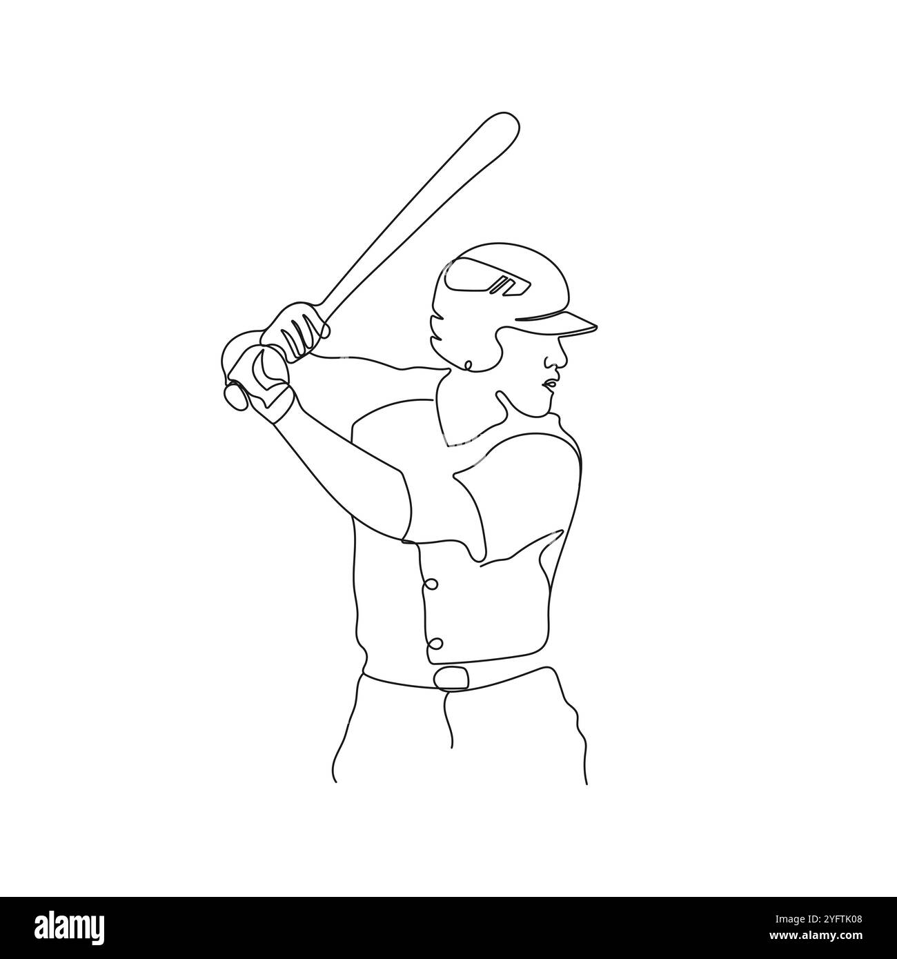I giocatori di baseball si allenano per colpire la palla. Giocatore americano di cricket. Concetto di esercizio sportivo. Illustrazione vettoriale su una linea. Illustrazione Vettoriale