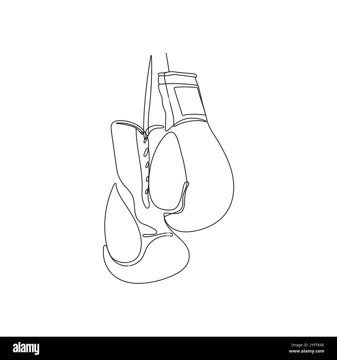 Un paio di guanti da boxe. Arte su una linea. Attrezzature fitness, attrezzature sportive. Illustrazione vettoriale disegnata a mano. Illustrazione Vettoriale