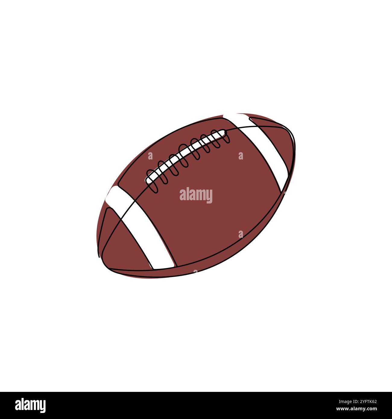 Palla marrone per il football americano. Palla da rugby. Attrezzature sportive. Illustrazione vettoriale della linea art. Illustrazione Vettoriale