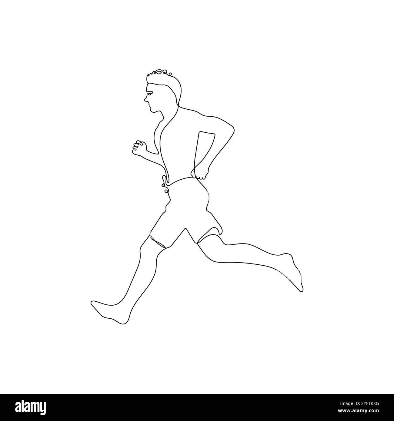 Atleta di corsa. Runner in stile art a una linea. Sport individuale, concetto competitivo. Illustrazione vettoriale. Illustrazione Vettoriale