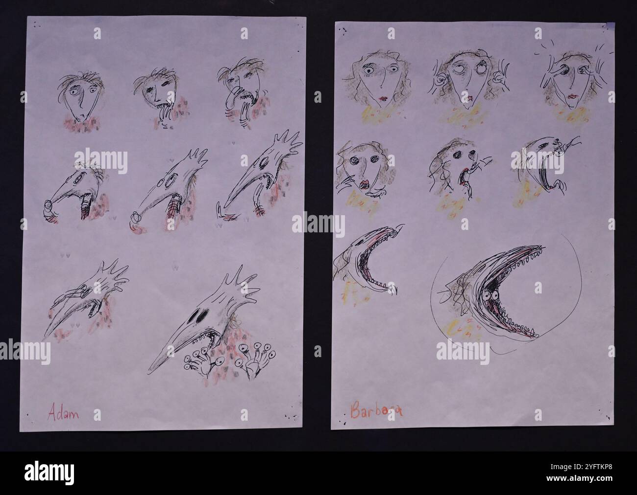 Adam e Barbara Ghost Concept art di Beetlejuice alla mostra World of Tim Burton di Londra Foto Stock