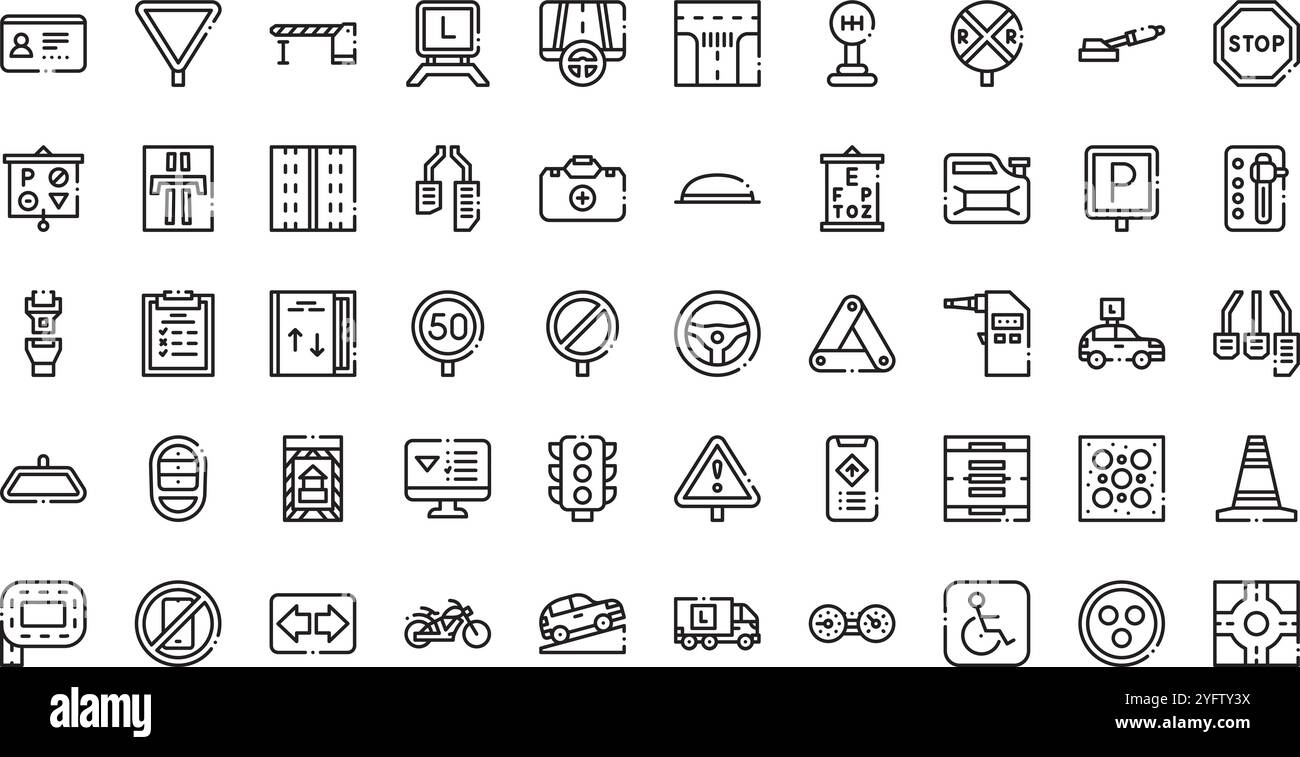 Raccolta di icone vettoriali di alta qualità con traccia modificabile. Ideale per progetti professionali e creativi. Illustrazione Vettoriale