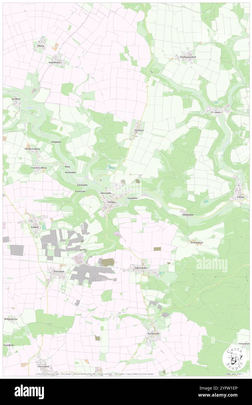 Titting, Markt, alta Baviera, DE, Germania, Baviera, N 49 0' 0'', N 11 13' 0''', mappa, Cartascapes Mappa pubblicata nel 2024. Esplora Cartascapes, una mappa che rivela i diversi paesaggi, culture ed ecosistemi della Terra. Viaggia attraverso il tempo e lo spazio, scoprendo l'interconnessione del passato, del presente e del futuro del nostro pianeta. Foto Stock