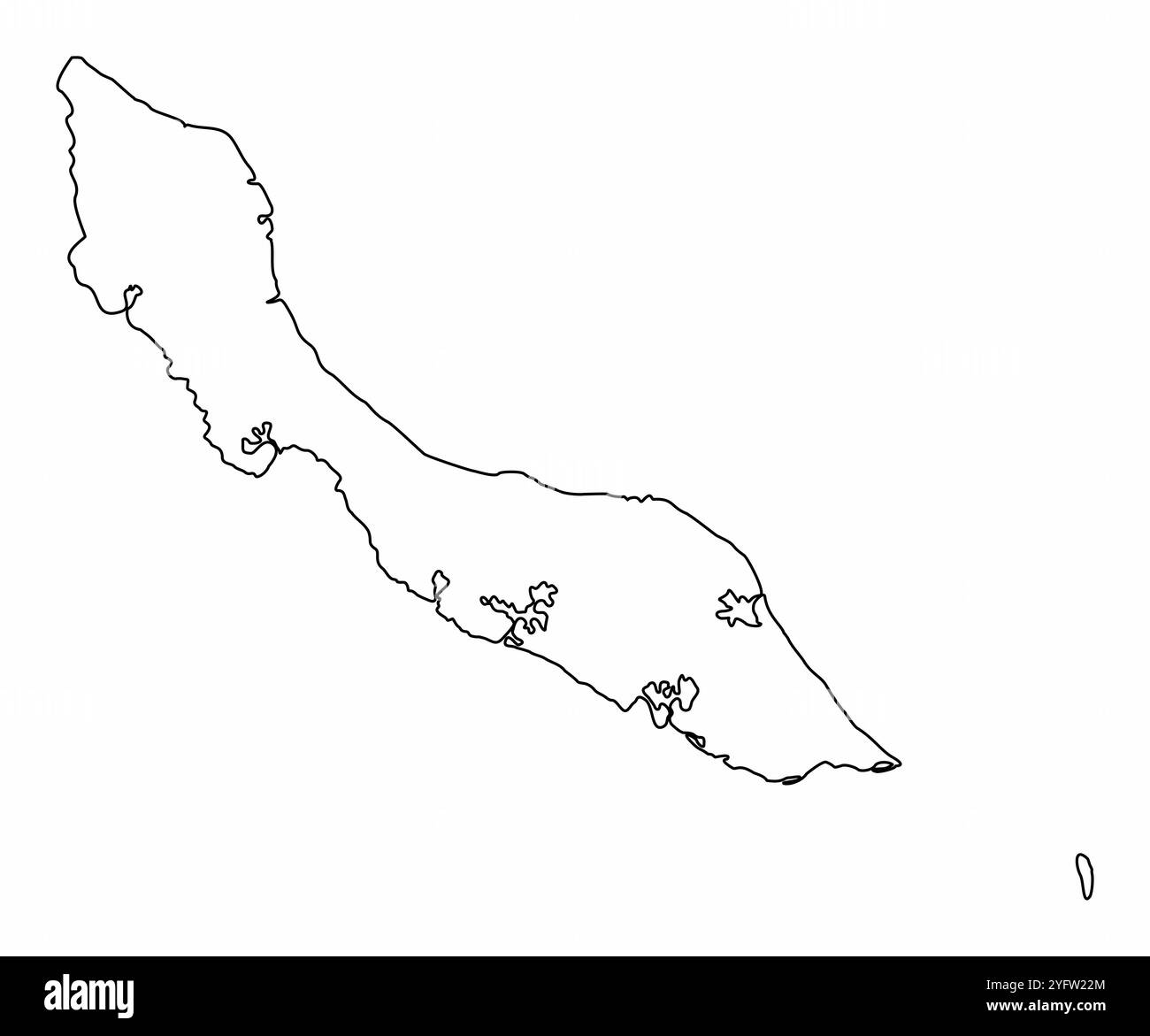 Mappa del profilo dell'isola di Curacao isolata su sfondo bianco Illustrazione Vettoriale