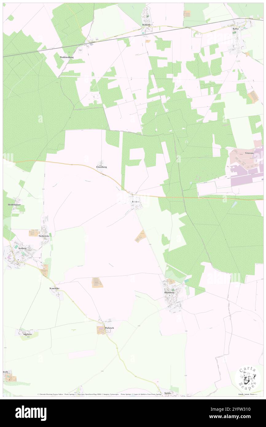 Koetten, DE, Germania, Sassonia, N 51 32' 31'', N 13 10' 12'', mappa, Cartascapes Mappa pubblicata nel 2024. Esplora Cartascapes, una mappa che rivela i diversi paesaggi, culture ed ecosistemi della Terra. Viaggia attraverso il tempo e lo spazio, scoprendo l'interconnessione del passato, del presente e del futuro del nostro pianeta. Foto Stock