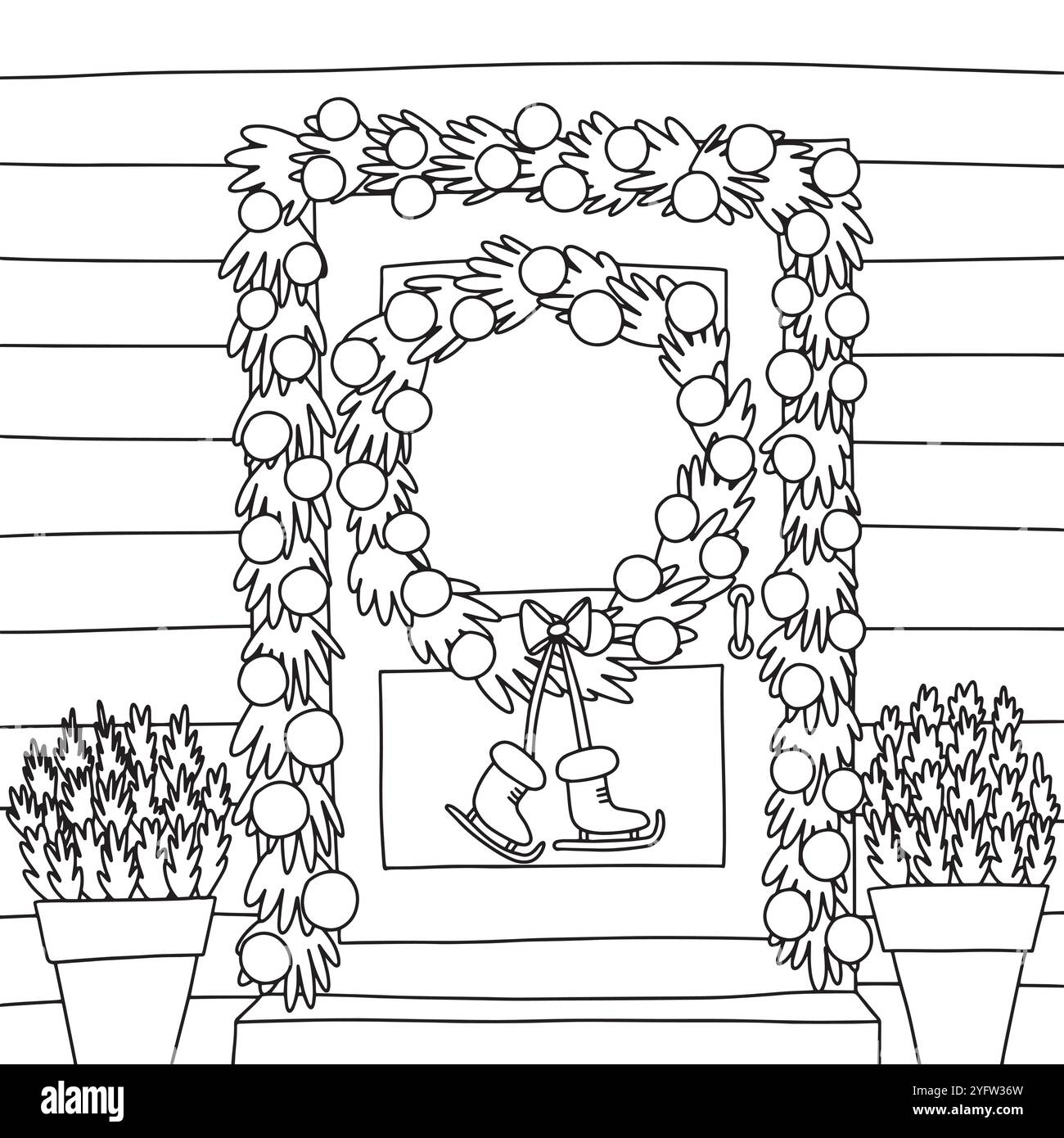 Facciata della porta anteriore con corona Illustrazione Vettoriale