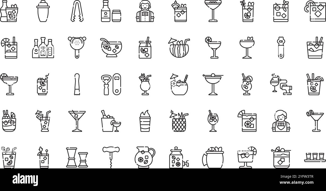 Raccolta di icone vettoriali di alta qualità con traccia modificabile. Ideale per progetti professionali e creativi. Illustrazione Vettoriale