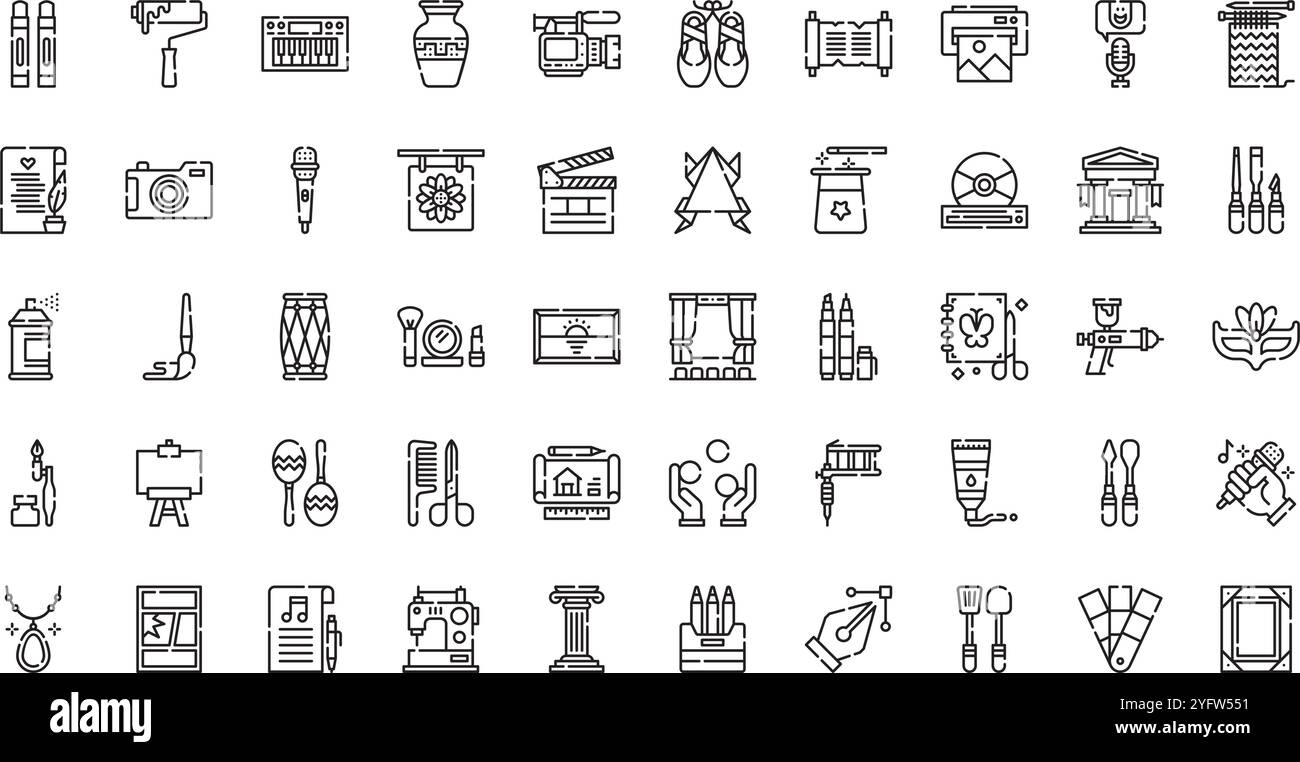 Raccolta di icone vettoriali di alta qualità con traccia modificabile. Ideale per progetti professionali e creativi. Illustrazione Vettoriale