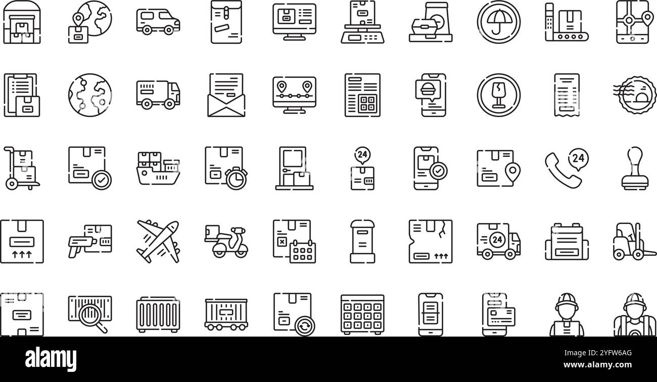 Raccolta di icone vettoriali di alta qualità con traccia modificabile. Ideale per progetti professionali e creativi. Illustrazione Vettoriale