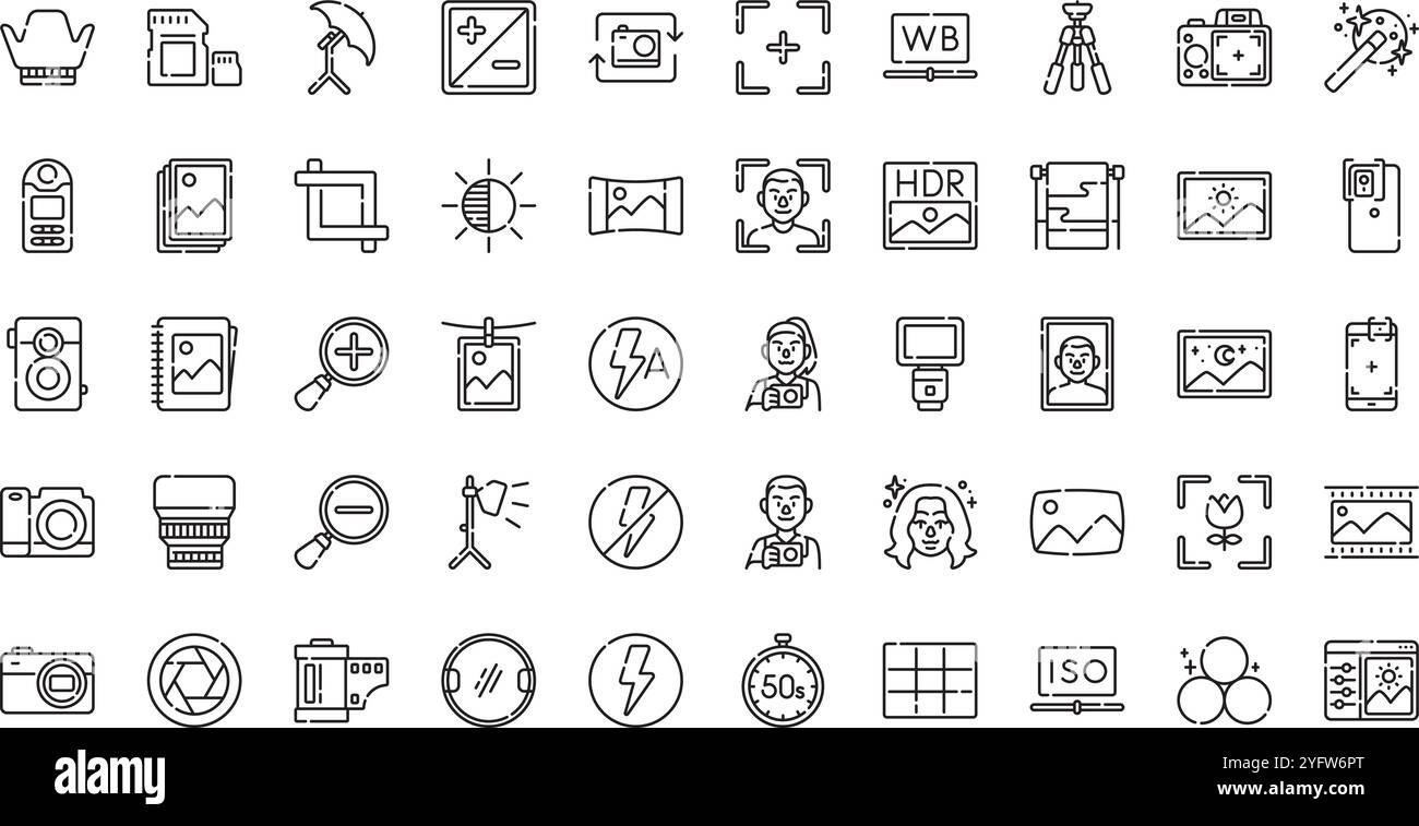 Raccolta di icone vettoriali di alta qualità con traccia modificabile. Ideale per progetti professionali e creativi. Illustrazione Vettoriale