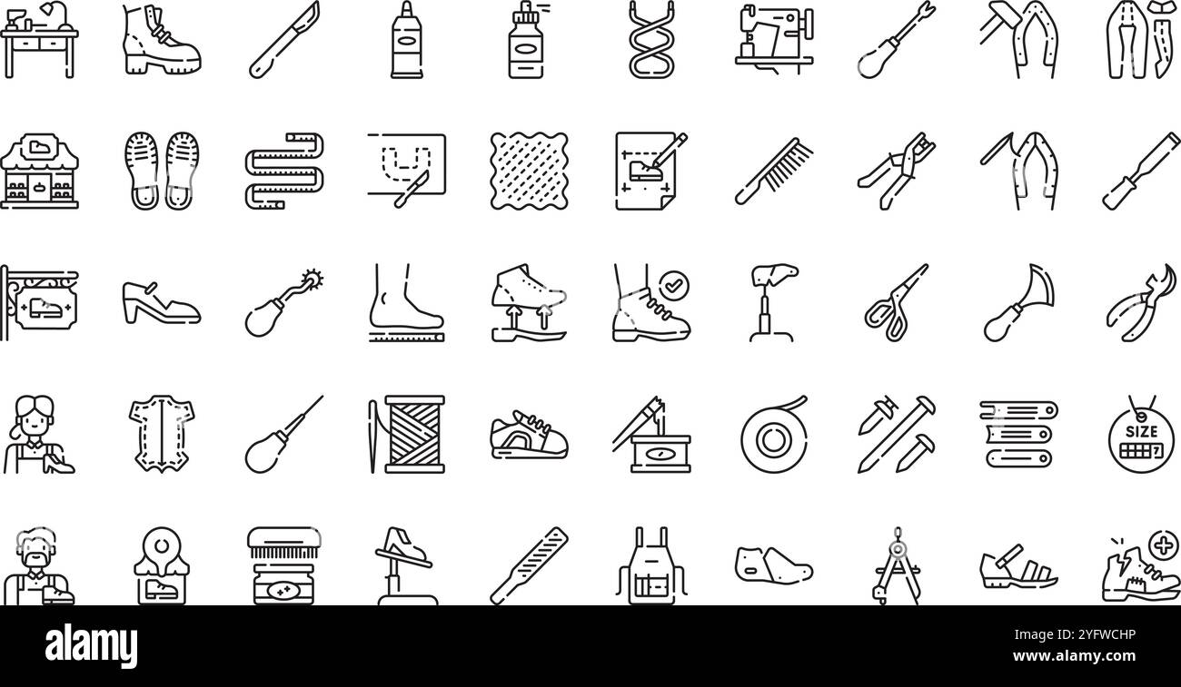 Raccolta di icone vettoriali di alta qualità con traccia modificabile. Ideale per progetti professionali e creativi. Illustrazione Vettoriale