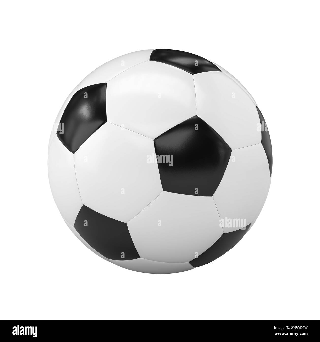 Palla da calcio classica che ruota su sfondo trasparente 3d. Foto Stock