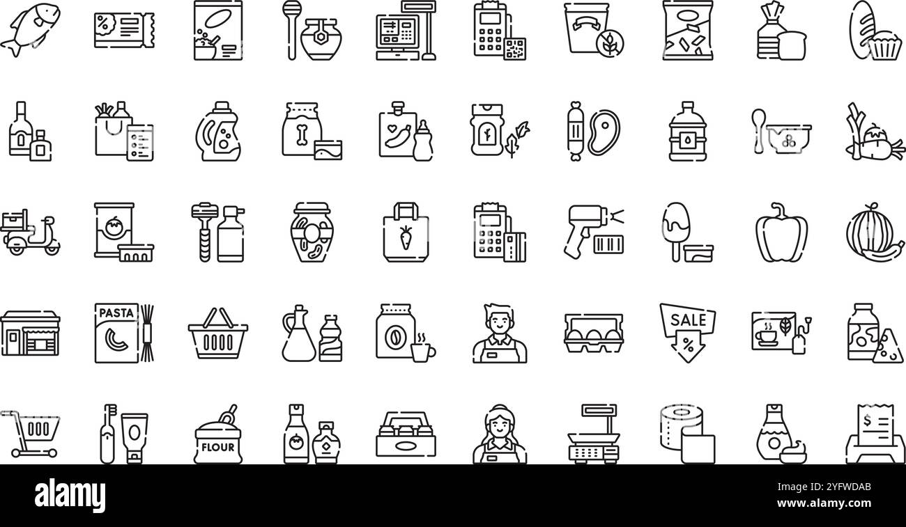 Raccolta di icone vettoriali di alta qualità con traccia modificabile. Ideale per progetti professionali e creativi. Illustrazione Vettoriale