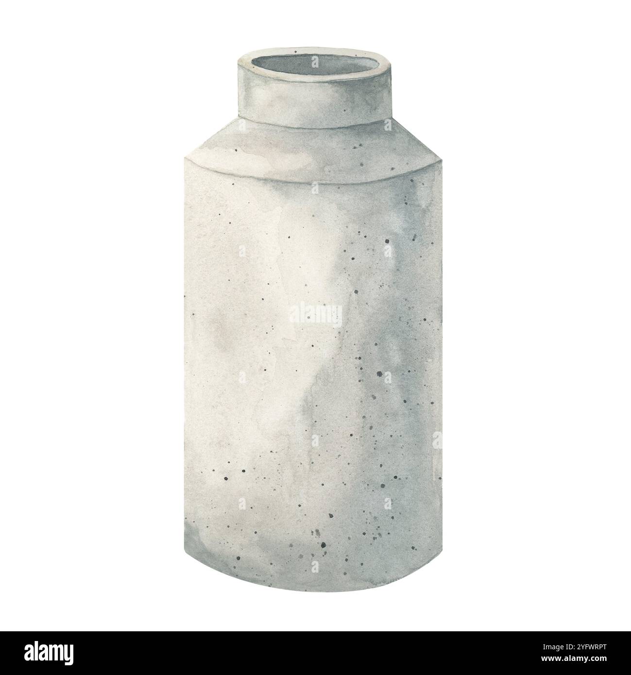 Vaso in calcestruzzo, versatile per progetti di progettazione. La clipart della nave acquerello è perfetta come elemento decorativo nei modelli di social media, nelle stampe di arredamento degli interni o come elemento visivo del branding lifestyle. Foto Stock