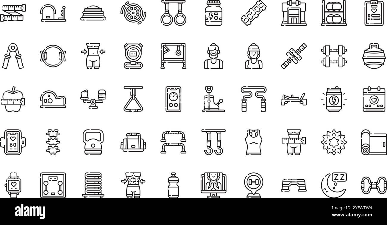 Raccolta di icone vettoriali di alta qualità con traccia modificabile. Ideale per progetti professionali e creativi. Illustrazione Vettoriale