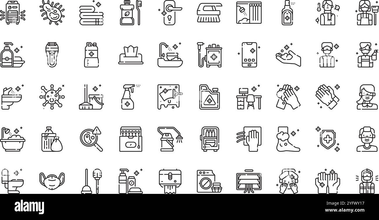 Raccolta di icone vettoriali di alta qualità con traccia modificabile. Ideale per progetti professionali e creativi. Illustrazione Vettoriale