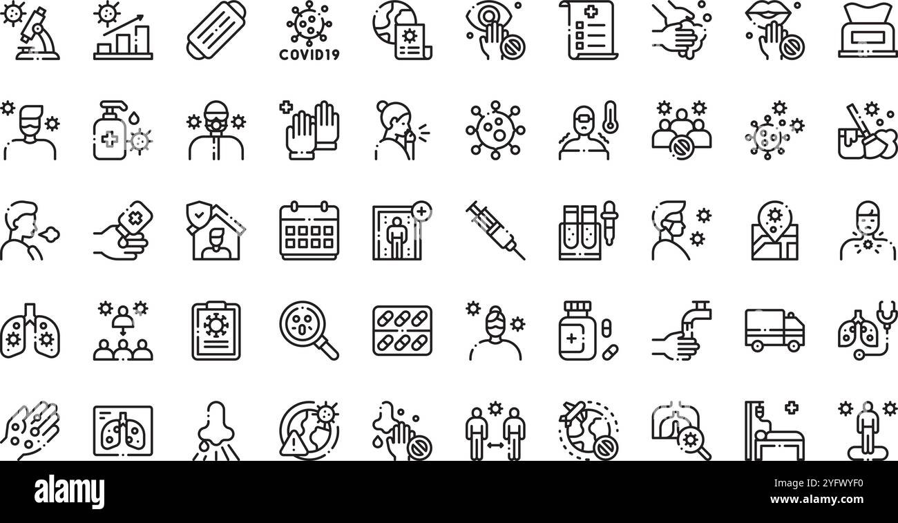 Raccolta di icone vettoriali di alta qualità con traccia modificabile. Ideale per progetti professionali e creativi. Illustrazione Vettoriale