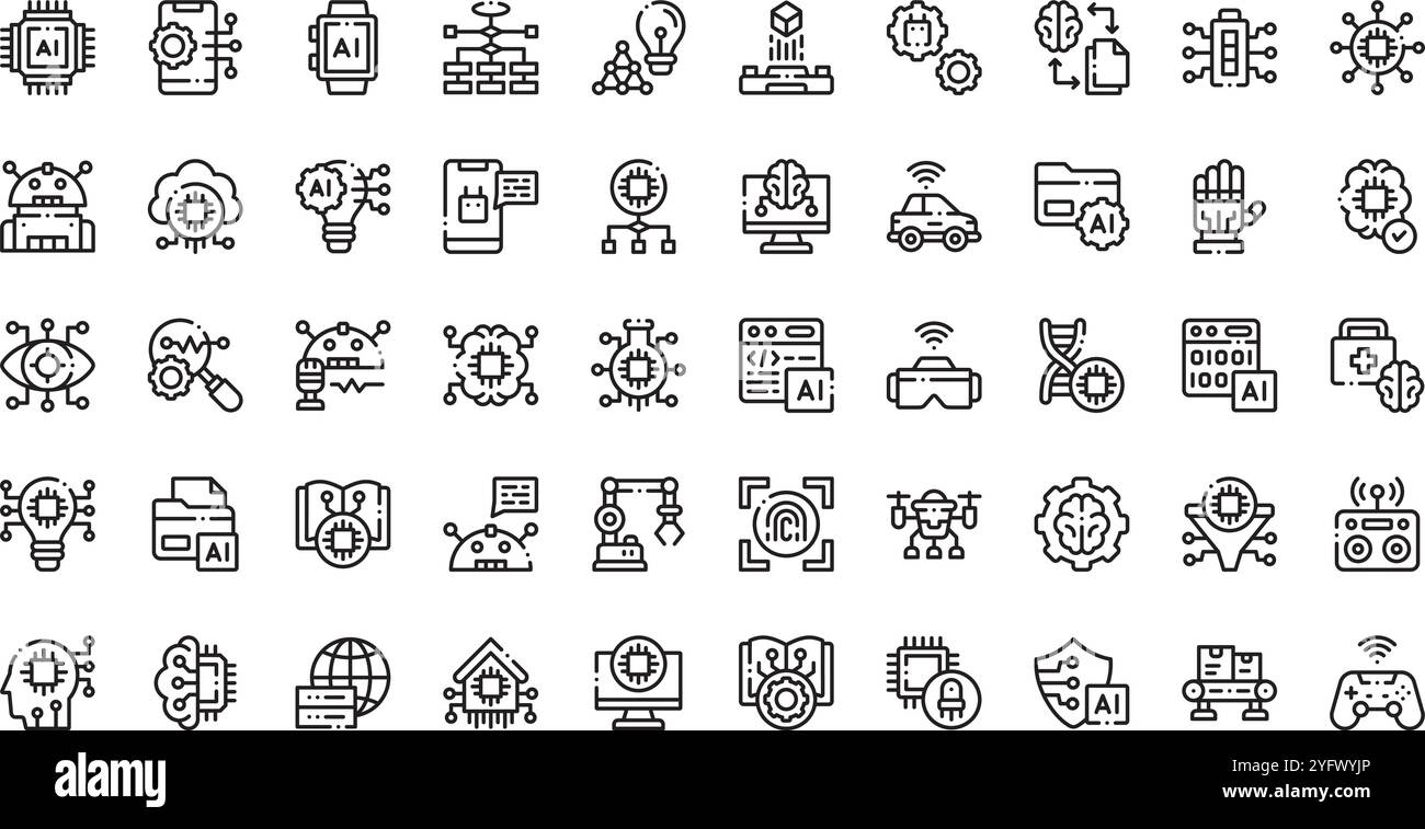 Raccolta di icone vettoriali di alta qualità con traccia modificabile. Ideale per progetti professionali e creativi. Illustrazione Vettoriale