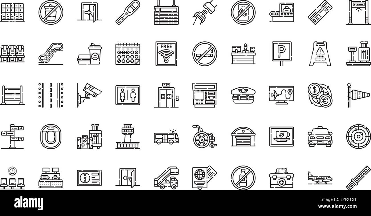 Raccolta di icone vettoriali di alta qualità con traccia modificabile. Ideale per progetti professionali e creativi. Illustrazione Vettoriale