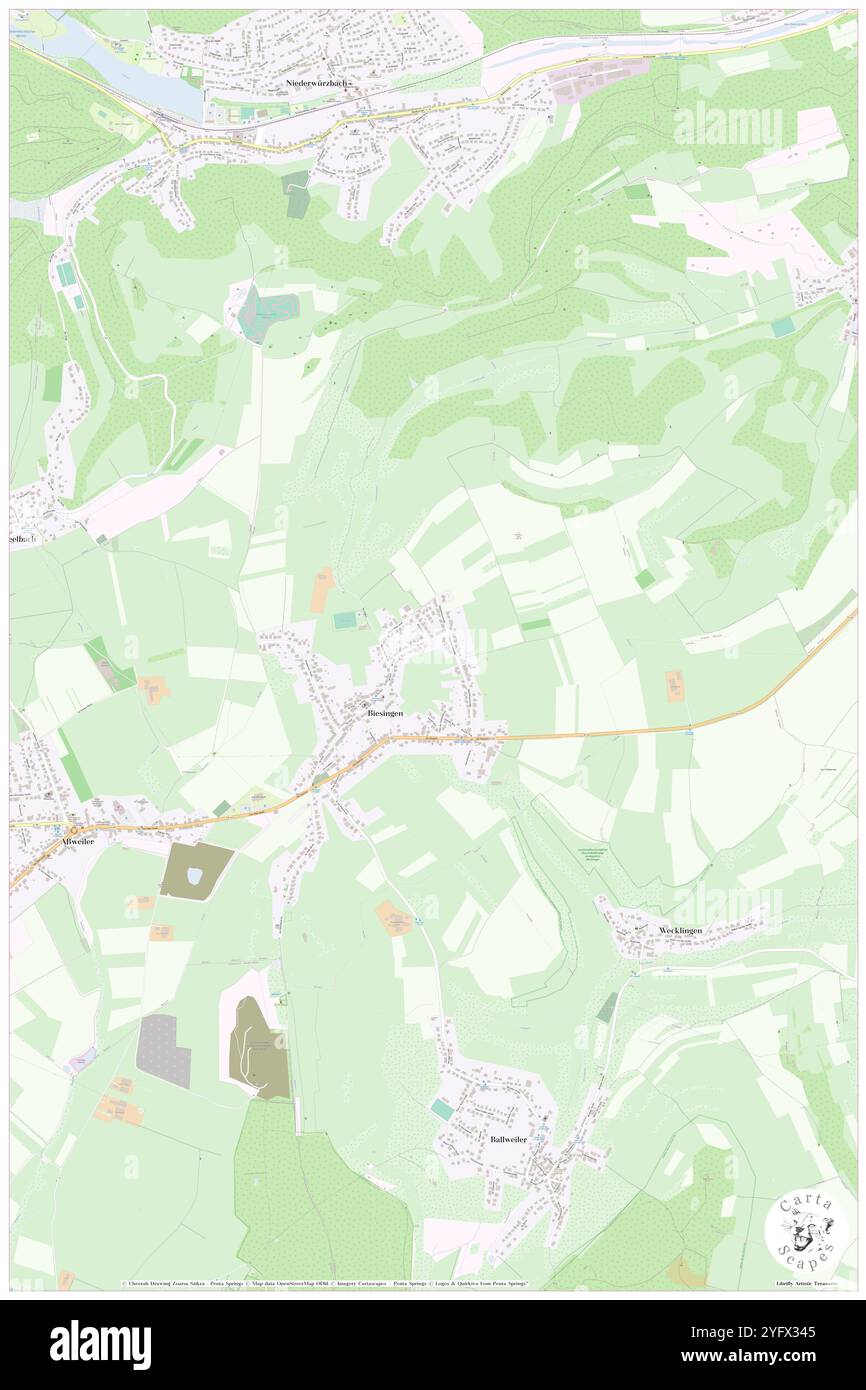 Biesingen, DE, Germania, Saarland, N 49 13' 11'', N 7 12' 9'', mappa, Cartascapes Mappa pubblicata nel 2024. Esplora Cartascapes, una mappa che rivela i diversi paesaggi, culture ed ecosistemi della Terra. Viaggia attraverso il tempo e lo spazio, scoprendo l'interconnessione del passato, del presente e del futuro del nostro pianeta. Foto Stock