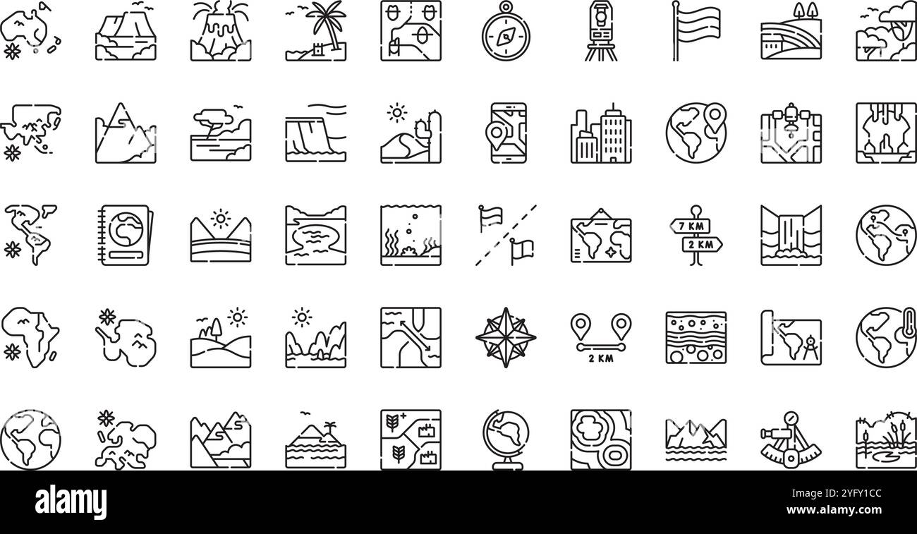 Raccolta di icone vettoriali di alta qualità con traccia modificabile. Ideale per progetti professionali e creativi. Illustrazione Vettoriale