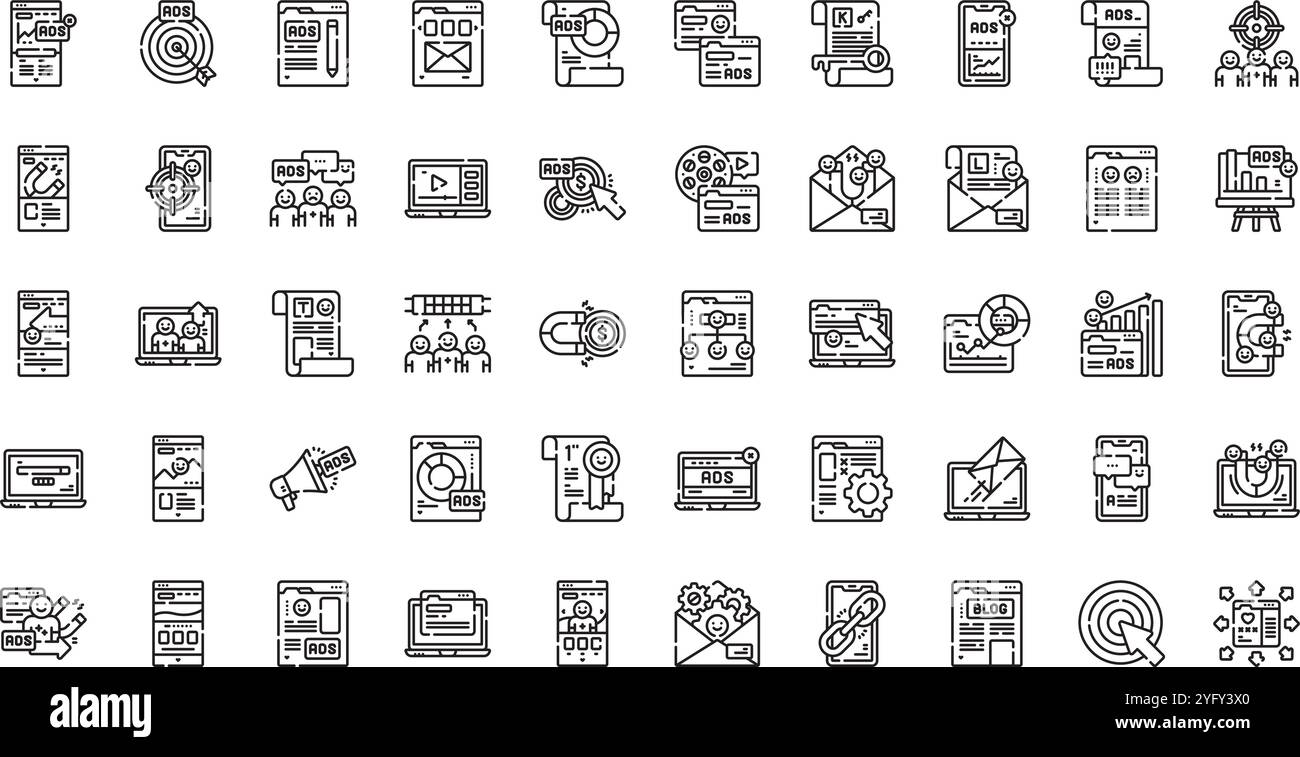 Raccolta di icone vettoriali di alta qualità con traccia modificabile. Ideale per progetti professionali e creativi. Illustrazione Vettoriale