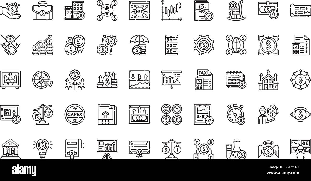 Raccolta di icone vettoriali di alta qualità con traccia modificabile. Ideale per progetti professionali e creativi. Illustrazione Vettoriale