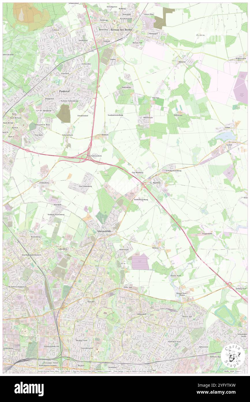 Ahrensfelde, DE, Germania, Berlino, N 52 34' 16'', N 13 33' 54'', mappa, Cartascapes Mappa pubblicata nel 2024. Esplora Cartascapes, una mappa che rivela i diversi paesaggi, culture ed ecosistemi della Terra. Viaggia attraverso il tempo e lo spazio, scoprendo l'interconnessione del passato, del presente e del futuro del nostro pianeta. Foto Stock